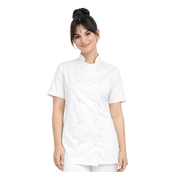 Bluza kucharska biała damska  krótki rękaw  roz.M – bluza kucharska – odzież gastronomiczna